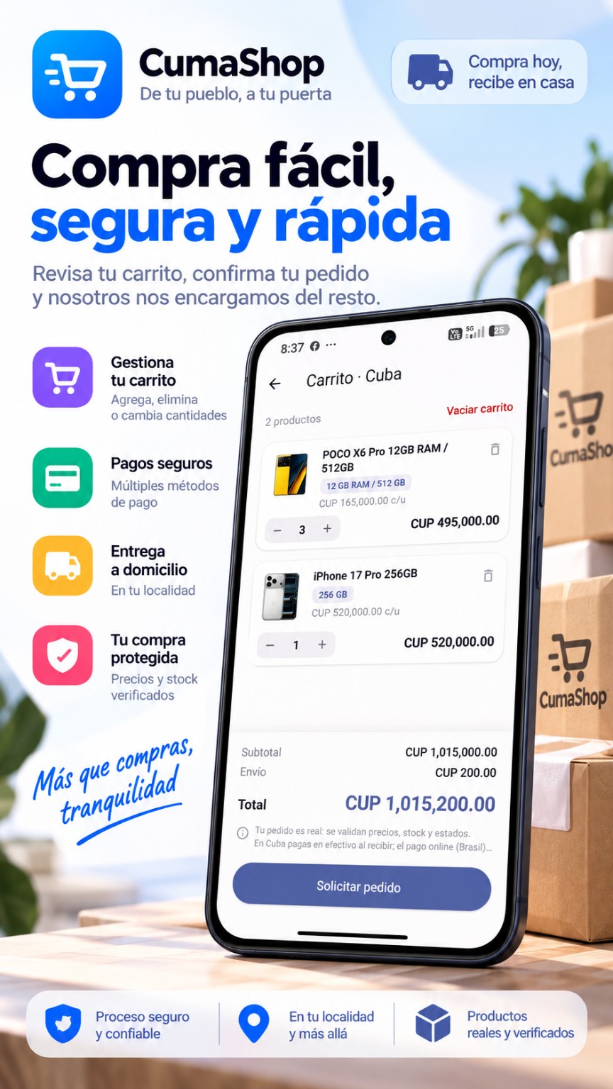 Imagen promocional del carrito de CumaShop