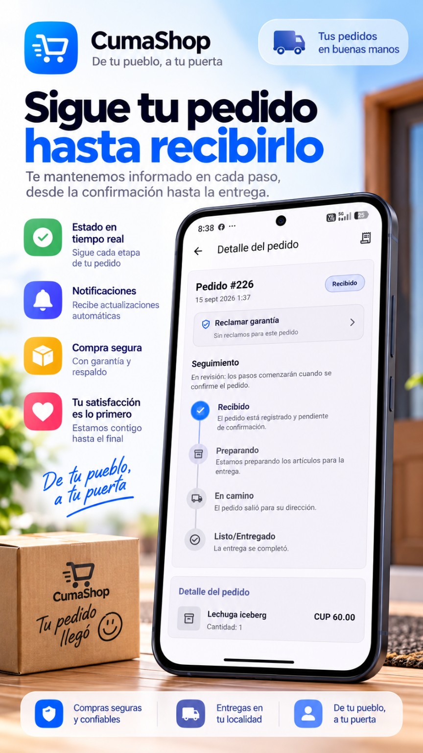 Imagen promocional del seguimiento de pedidos en CumaShop